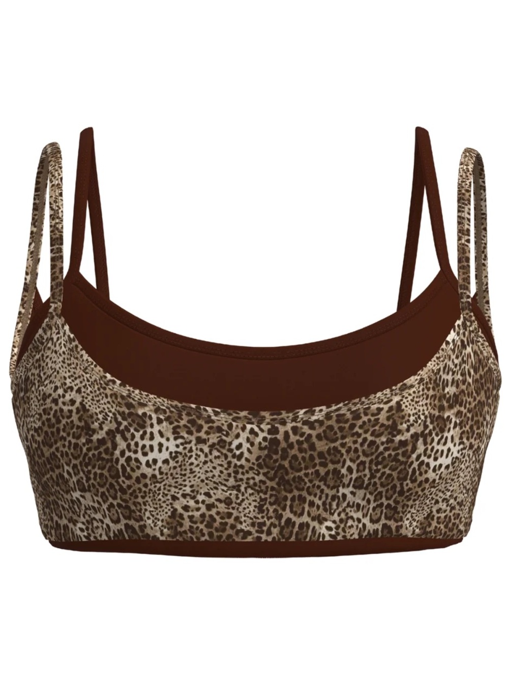 NEW IN BAG LIAISON DOUBLE LAYER SCOOP BRA - WILD SIDE & MOCHA BROWN Medium
